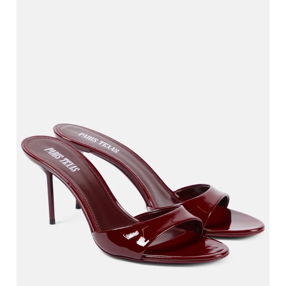 Paris Texas Lidia 70MM Leather Sandals Burgundy Heels 39.5 9.5